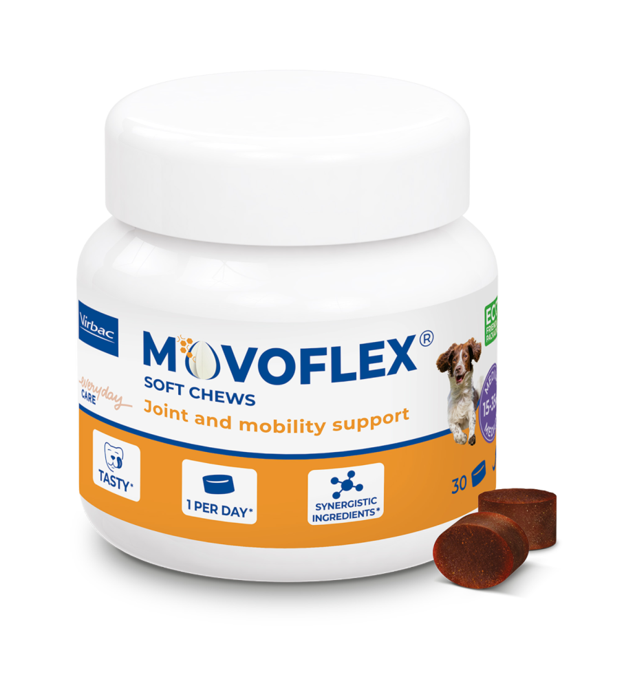 Movoflex Soft Chews M (15-35kg) 30 cpr, mentinerea sanatatii articulatiilor si mobilitatii la caine